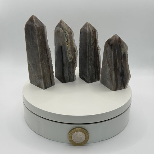 Grey Druizy Agate Natural Point - Small (96-117g)