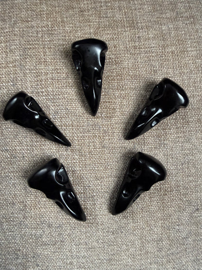 Obsidian Raven Head Crystal Carving 14-21g