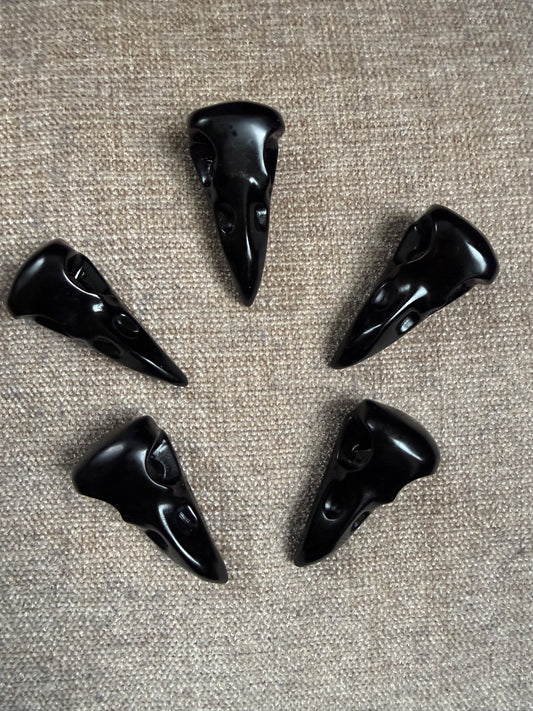 Obsidian Raven Head Crystal Carving 14-21g