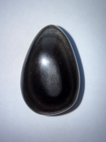Imperfect Silver Sheen Obsidian Teardrop Palm Stone