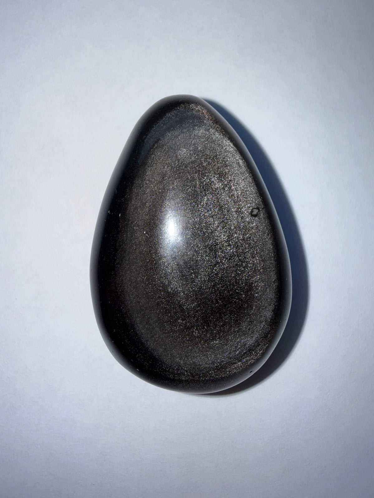 Imperfect Silver Sheen Obsidian Teardrop Palm Stone