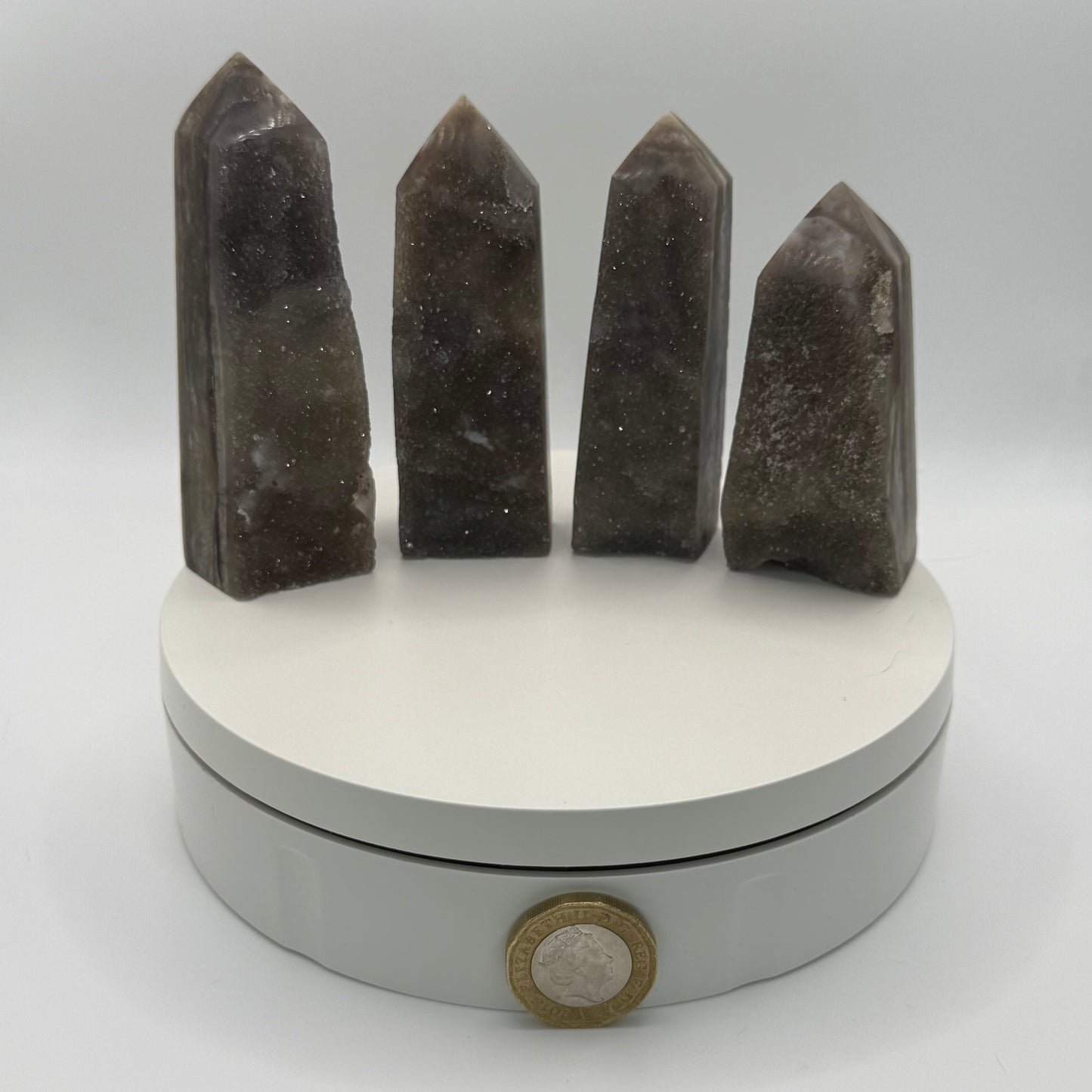 Grey Druizy Agate Natural Point - Small (96-117g)
