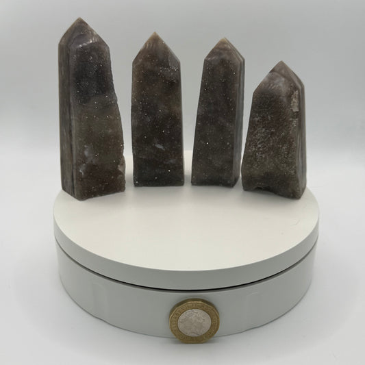 Grey Druizy Agate Natural Point - Small (96-117g)