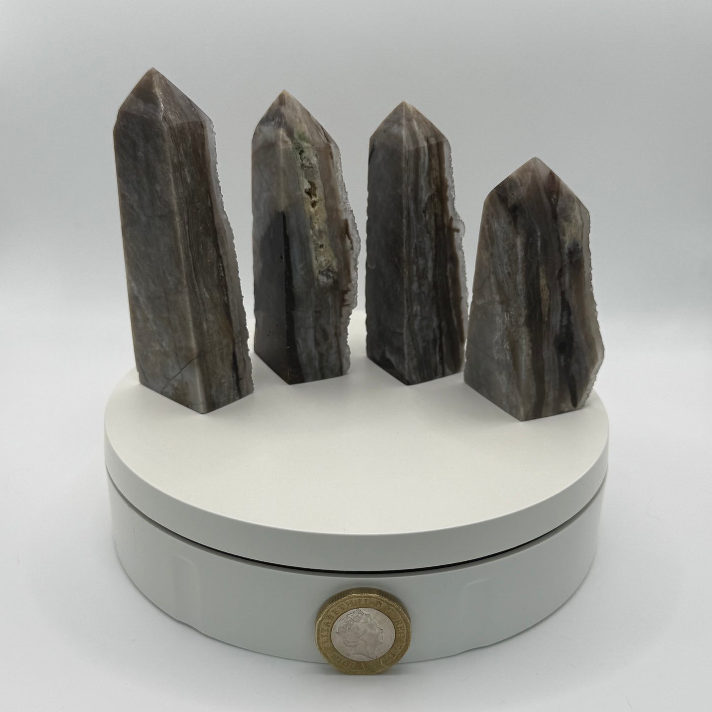 Grey Druizy Agate Natural Point - Small (96-117g)