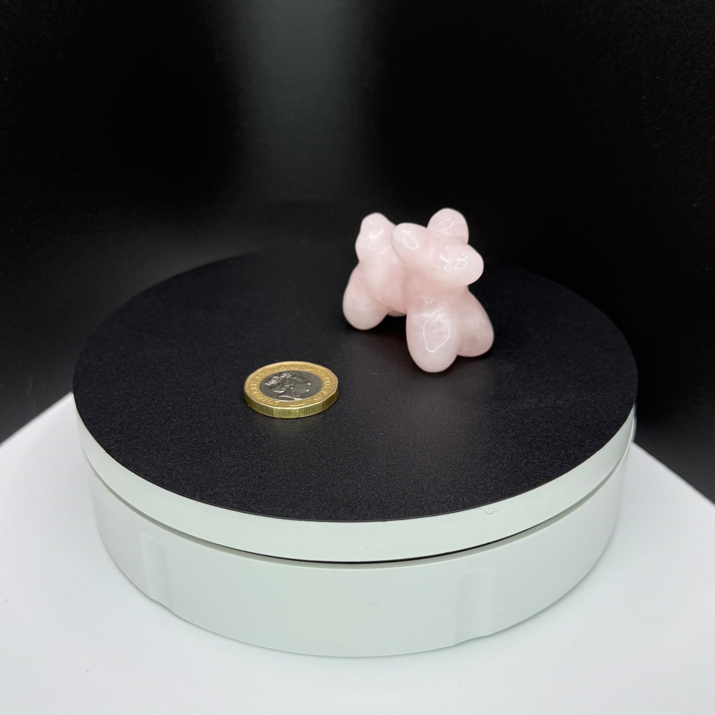 Rose Quartz Balloon Dog Carving - XXSmall (43g)