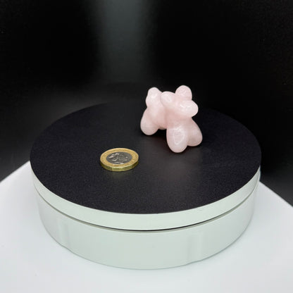 Rose Quartz Balloon Dog Carving - XXSmall (43g)