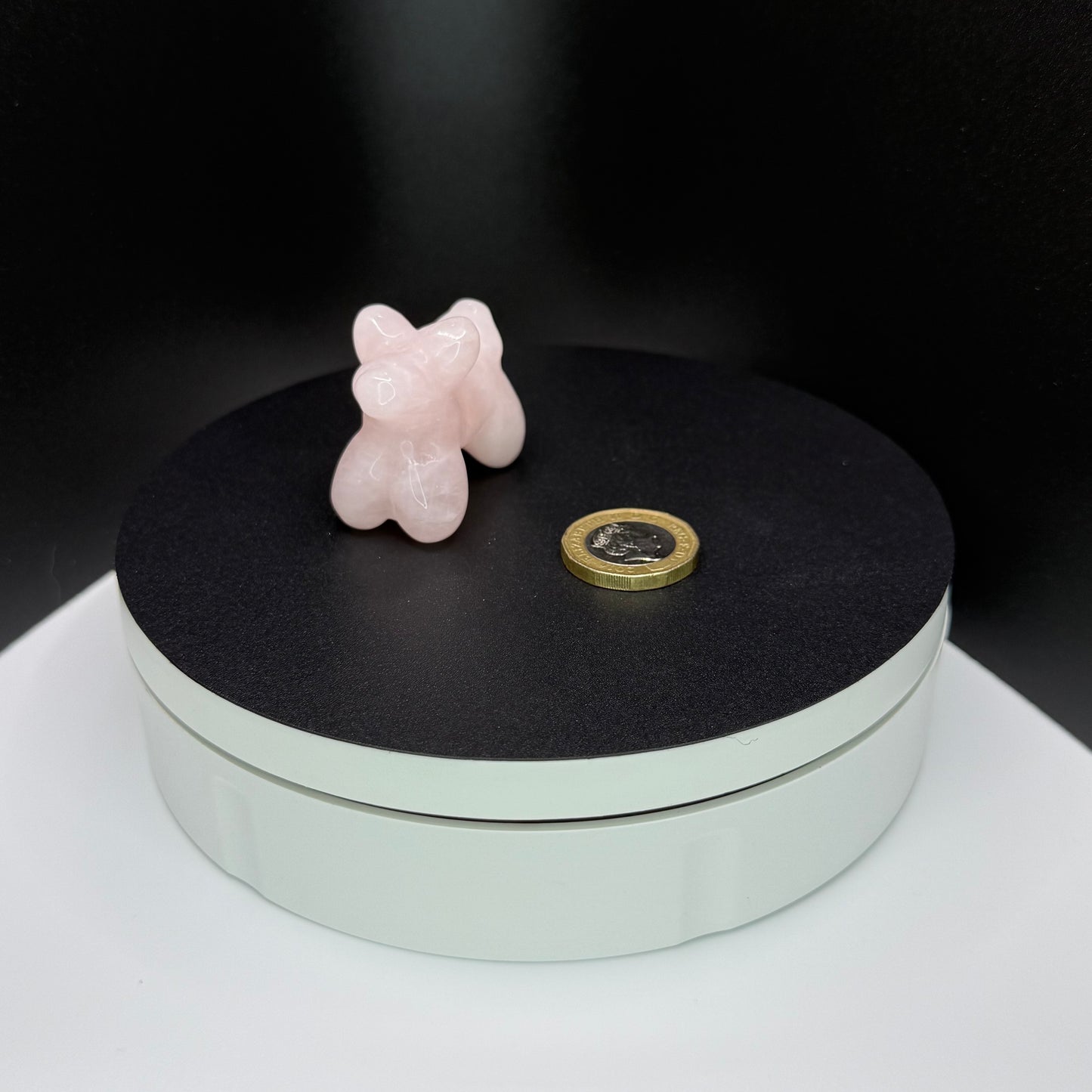 Rose Quartz Balloon Dog Carving - XXSmall (43g)