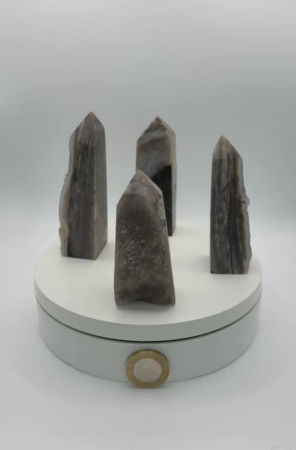 Grey Druizy Agate Natural Point - Small (96-117g)