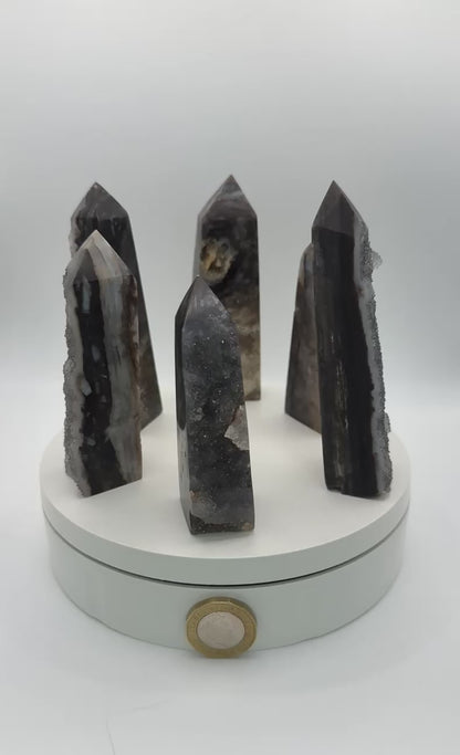 Black Druizy Agate Natural Points - Small (98-108g)