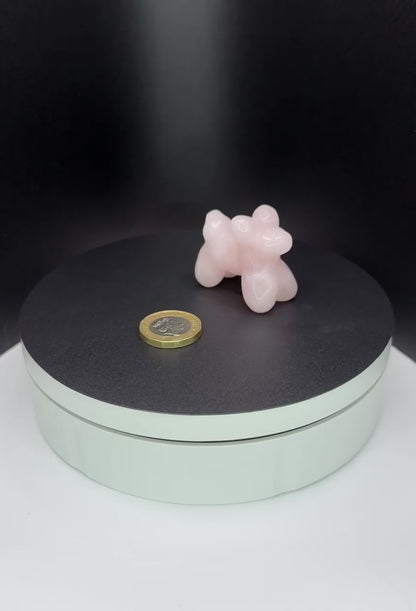 Rose Quartz Balloon Dog Carving - XXSmall (43g)