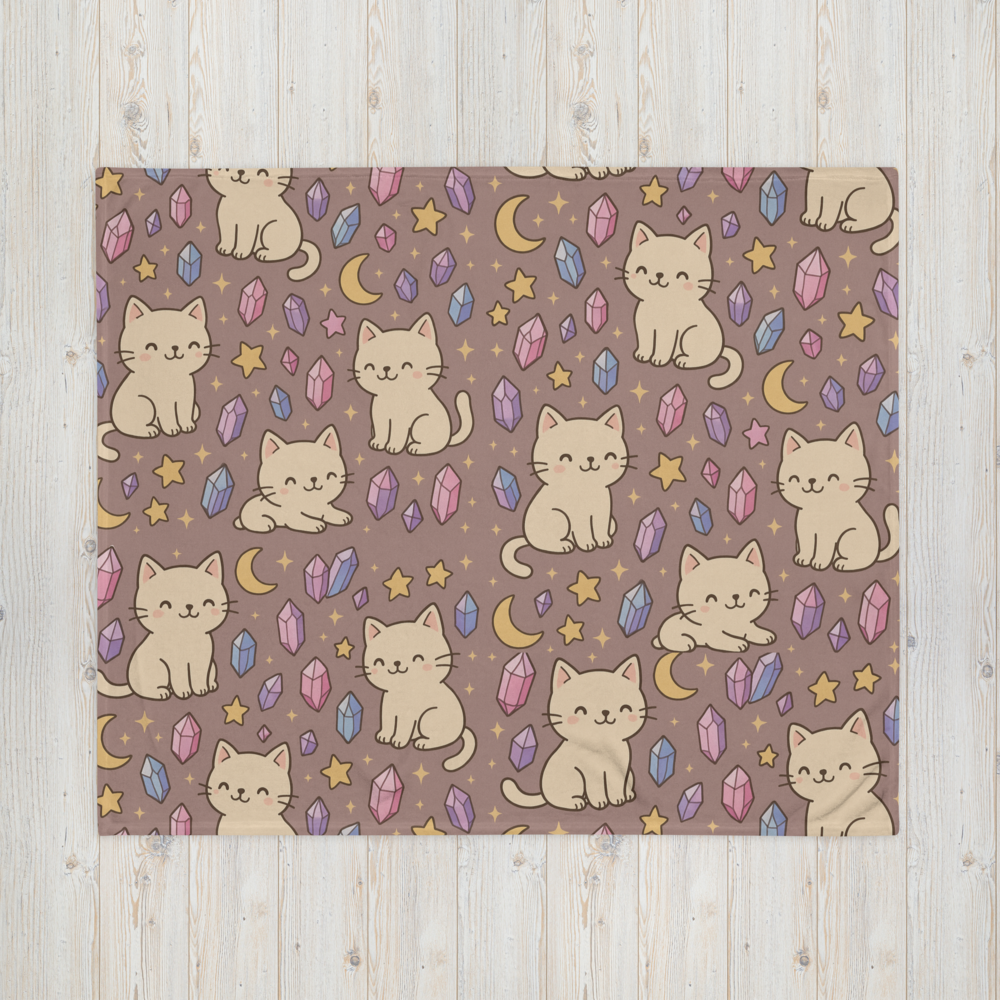 Meowgical Crystals & Cats Throw Blanket