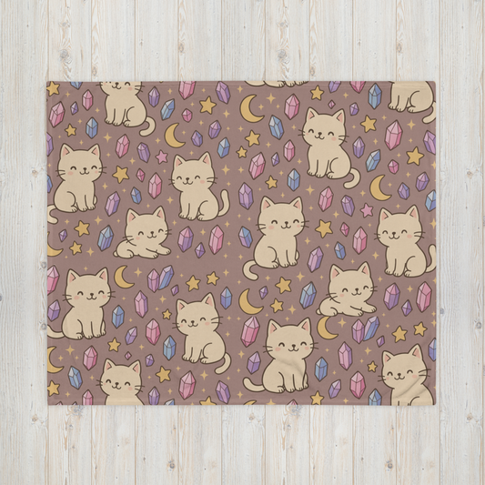 Meowgical Crystals & Cats Throw Blanket